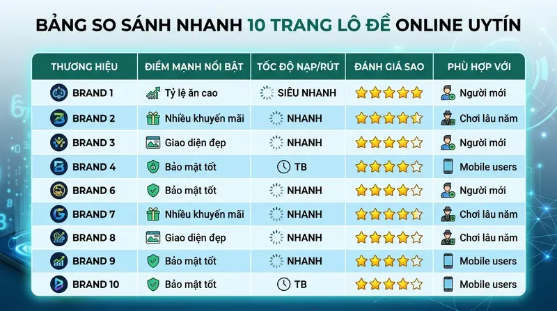 Bảng so sánh nhanh 10 trang lô đề online uy tín