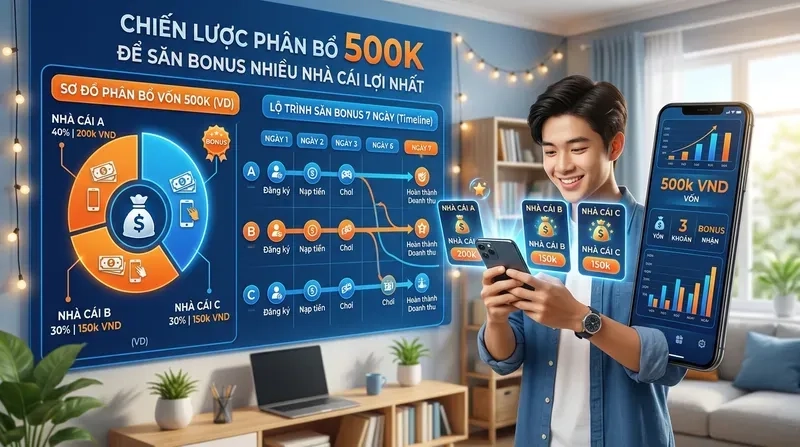 Chiến Lược Phân Bổ 500k Để Săn Bonus Nhiều Nhà Cái Lợi Nhất