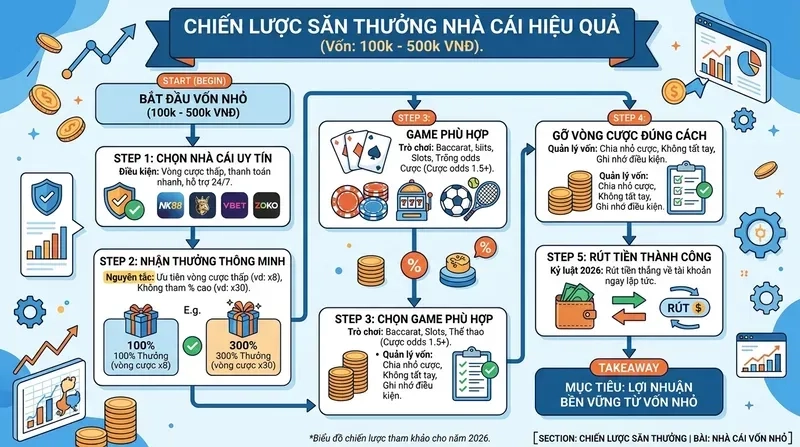 Chiến Lược Săn Thưởng Nhà Cái Hiệu Quả Với Vốn 100k–500k