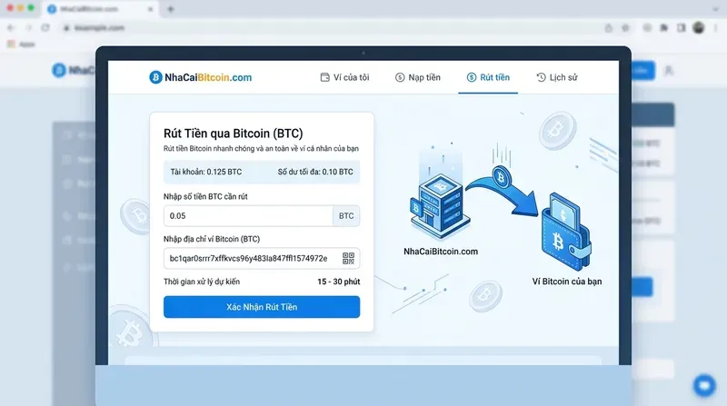 Hướng dẫn rút tiền về ví Bitcoin từ nhà cái và thời gian xử lý