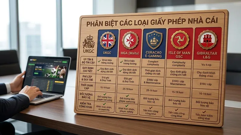 Phân biệt giấy phép UKGC với MGA, Curacao, Isle of Man và Gibraltar