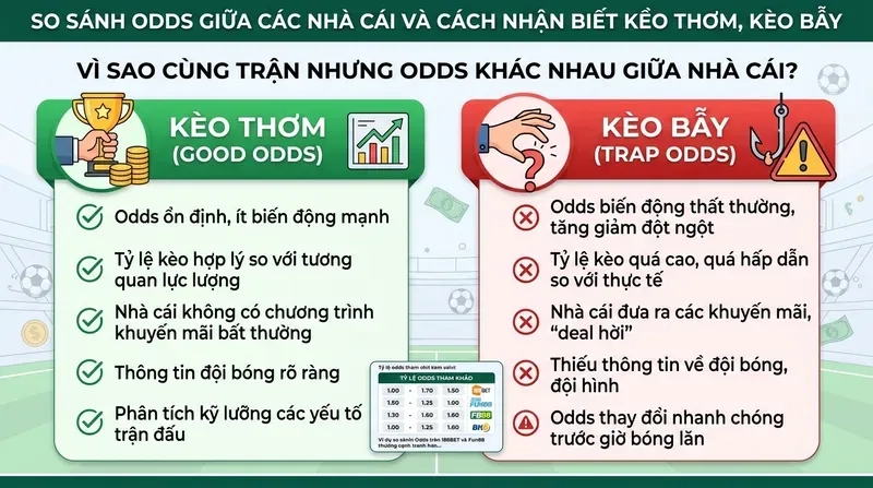 So Sánh Odds Giữa Các Nhà Cái và Cách Nhận Biết Kèo Thơm, Kèo Bẫy