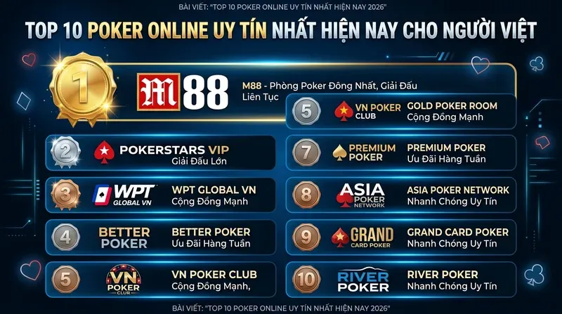Top 10 Poker Online Uy Tín Nhất Hiện Nay Cho Người Việt
