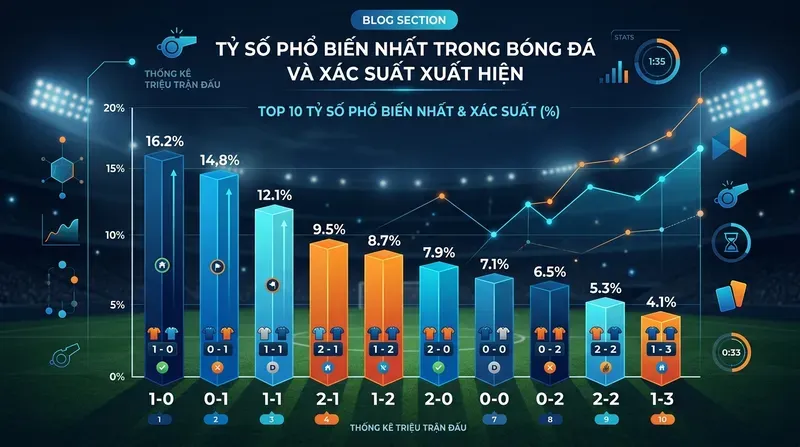 Tỷ Số Phổ Biến Nhất Trong Bóng Đá Và Xác Suất Xuất Hiện