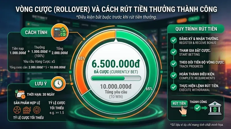 Vòng Cược (Rollover) Và Cách Rút Tiền Thưởng Chào Mừng Thành Công