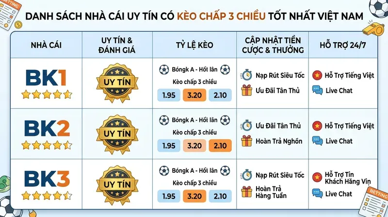 Nhà Cái Uy Tín Có Kèo Chấp 3 Chiều Tốt Nhất Tại Việt Nam
