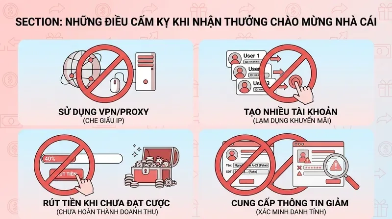 Những Điều Cấm Kỵ Khi Nhận Thưởng Chào Mừng Nhà Cái