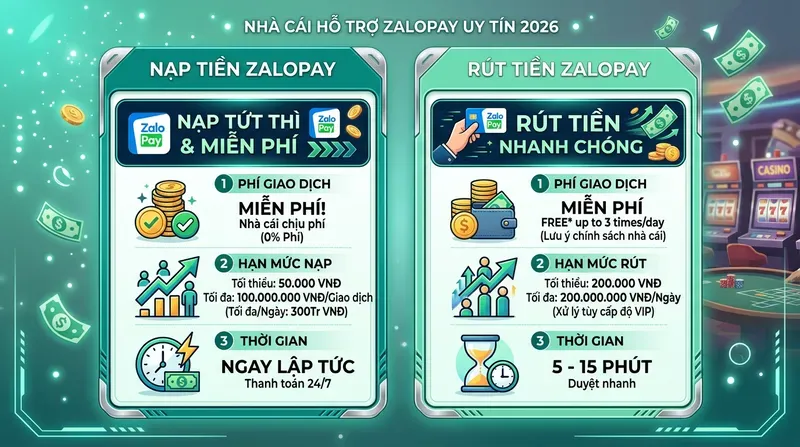 Vin88 6 Phí Giao Dịch Và Hạn Mức Khi Dùng ZaloPay Tại Nhà Cái
