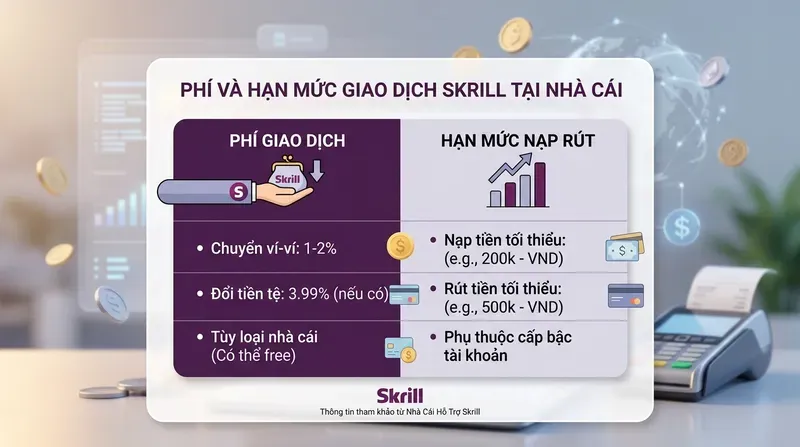 Phí Giao Dịch Và Hạn Mức Nạp Rút Khi Dùng Skrill Tại Nhà Cái