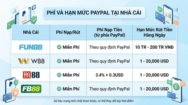 Betway 6 Phí Giao Dịch Và Hạn Mức Nạp Rút PayPal Tại Nhà Cái