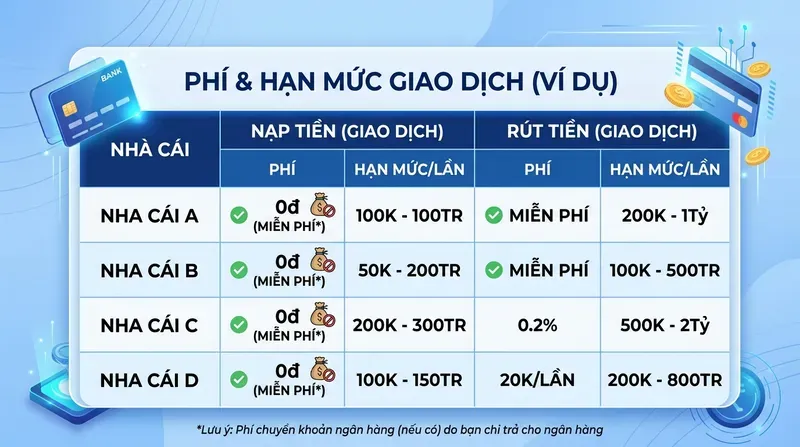 Vin88 6 Phí Giao Dịch Và Hạn Mức Nạp Rút Qua Ngân Hàng Trực Tuyến