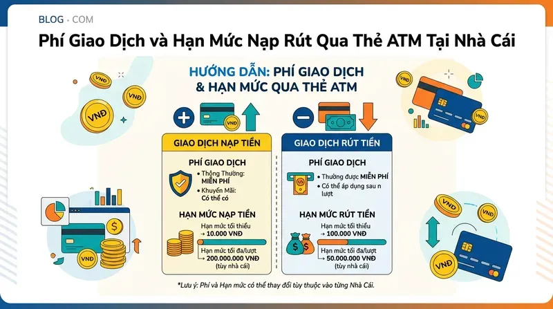 Vin88 6 Phí Giao Dịch và Hạn Mức Nạp Rút Qua Thẻ ATM Tại Nhà Cái
