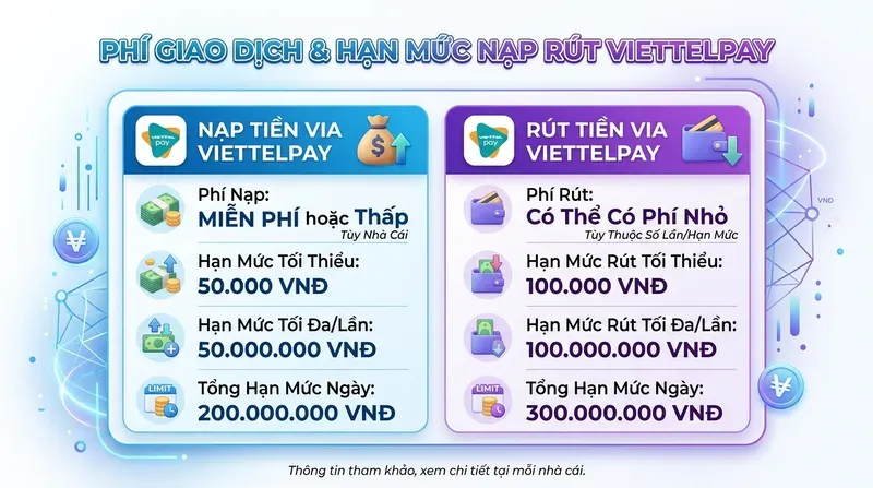 Vin88 6 Phí Giao Dịch Và Hạn Mức Nạp Rút ViettelPay Tại Nhà Cái