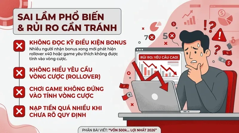 Sai Lầm Phổ Biến Và Rủi Ro Khi Săn Bonus Nhà Cái Cần Tránh