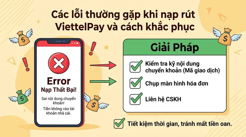 Vin88 7 Các Lỗi Thường Gặp Khi Nạp Rút ViettelPay Và Cách Khắc Phục