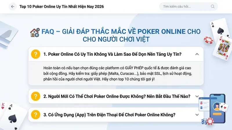 FAQ – Giải Đáp Thắc Mắc Về Poker Online Cho Người Chơi Việt