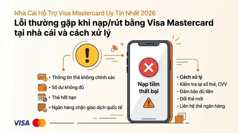 BET88 7 Lỗi thường gặp khi nạp/rút bằng Visa Mastercard tại nhà cái và cách xử lý