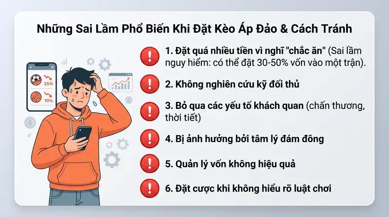 Kèo Thắng Áp Đảo: Cách Đọc & Đặt Cược Hiệu Quả 7 Những Sai Lầm Phổ Biến Khi Đặt Kèo Áp Đảo & Cách Tránh