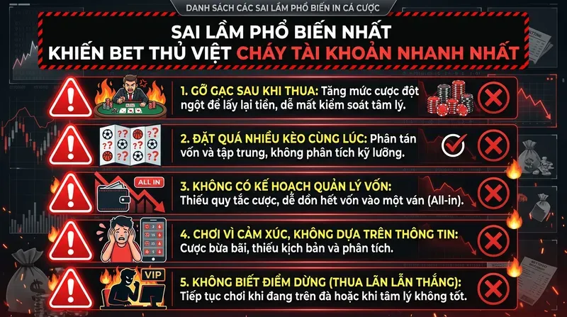 Sai Lầm Phổ Biến Nhất Khiến Bet Thủ Việt Cháy Tài Khoản Nhanh Nhất