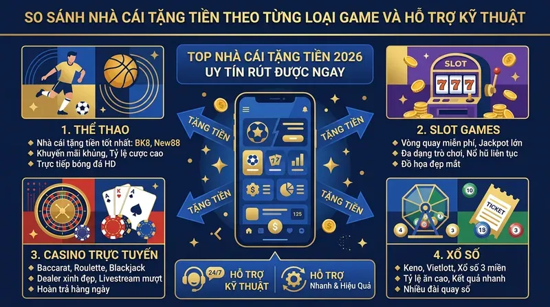 So Sánh Nhà Cái Tặng Tiền Theo Từng Loại Game Và Hỗ Trợ Kỹ Thuật