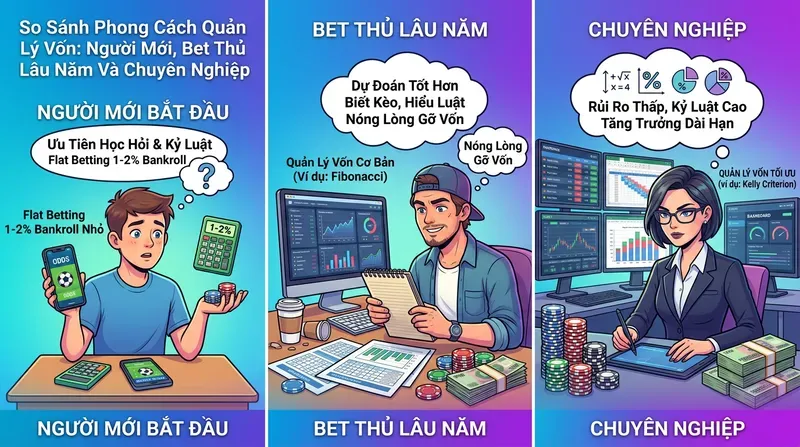 Quản Lý Ngân Sách Cá Độ Bóng Đá: Chiến Lược Toàn Diện 7 So Sánh Phong Cách Quản Lý Vốn: Người Mới, Bet Thủ Lâu Năm Và Chuyên Nghiệp