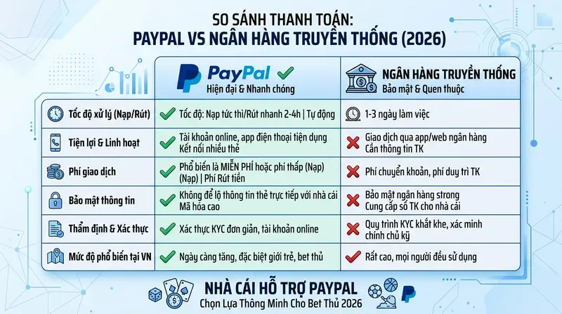 Betway 8 So Sánh PayPal Với Ngân Hàng Truyền Thống Khi Nạp Rút Nhà Cái