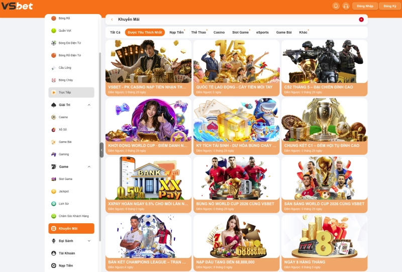 VSBet 4 Khuyến mãi chào mừng 100% lên đến 15 triệu đồng tại VSBet